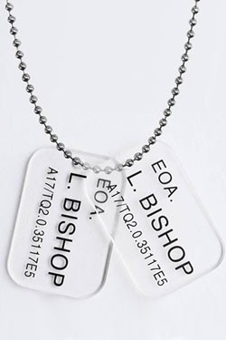 Aliens Erkennungsmarken mit Kette Colonial Marines L. Bishop