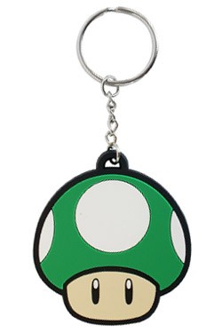 Super Mario Bros. Gummi-Schlüsselanhänger 1-Up Mushroom - 6 cm