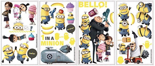 Minions Wandtattoos - 4 Blätter - in Blisterpackung 13x2,5x27 cm