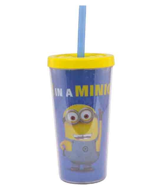 Minions Trinkbecher mit Deckel und Strohhalm (500 ml) 9x9x18 cm