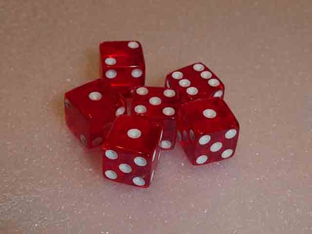 6 x 12mm Koplow Würfel - transparent Standard square rot/weiß