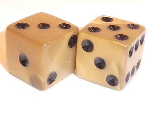 2 x 16mm Koplow Würfel - Olympic Pearlized: gold / schwarz