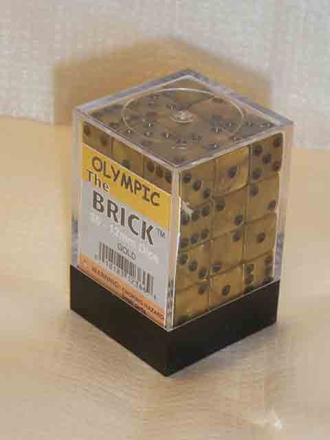 Koplow Würfel - Olympic Pearlized: gold/schwarz (12mm, 36 Stück)